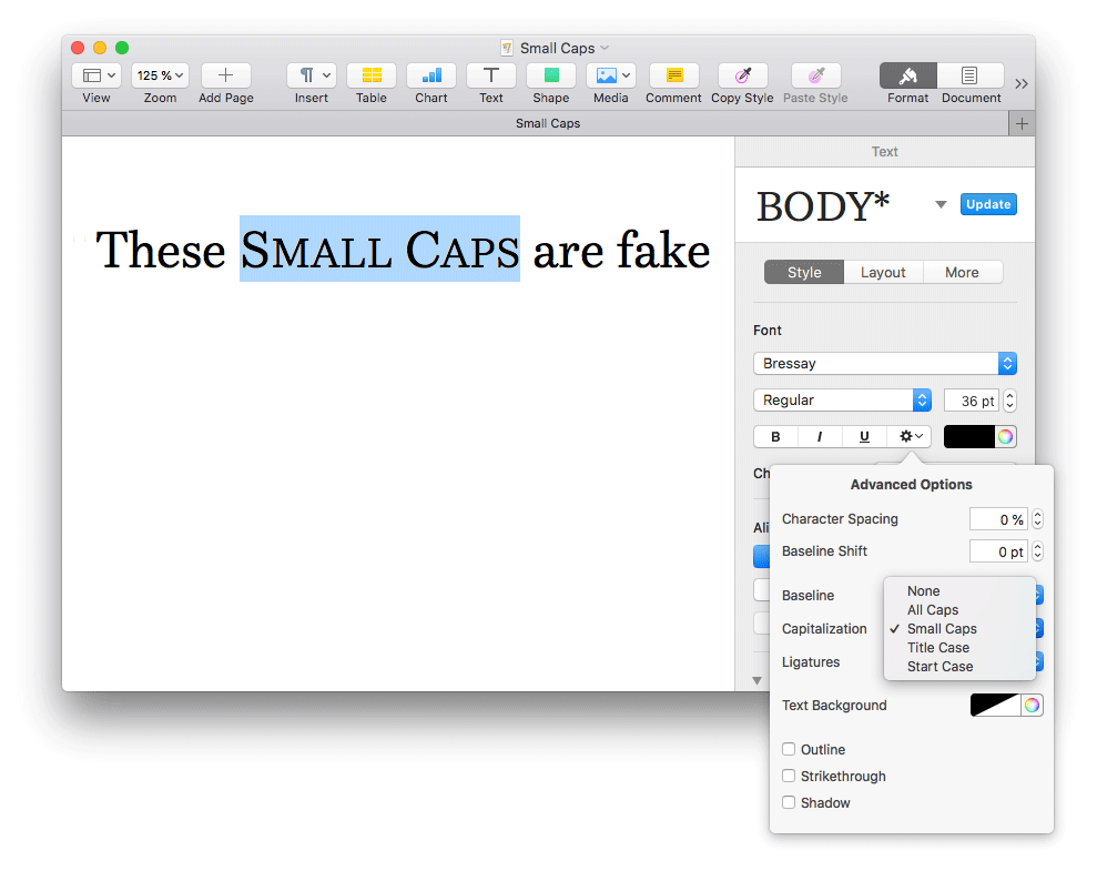 Real small caps and other OpenType Features in Apple Pages, Keynote and ...