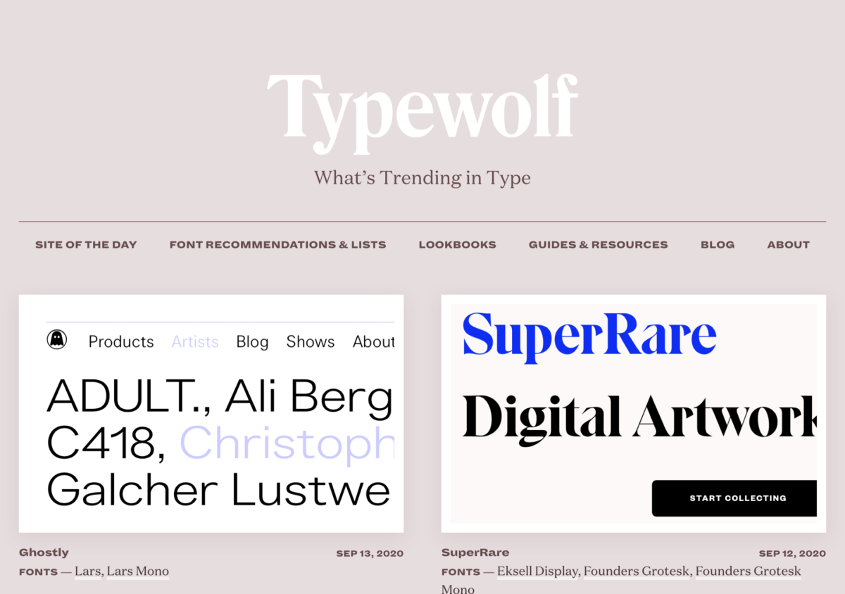 Typewolf – a webiste gallery