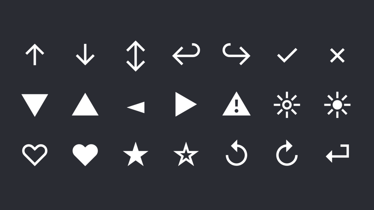 Various symbols like stars, triangles and arrows from the typeface Inter