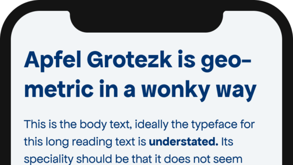 Apfel Grotezk is geometric in a wonky way