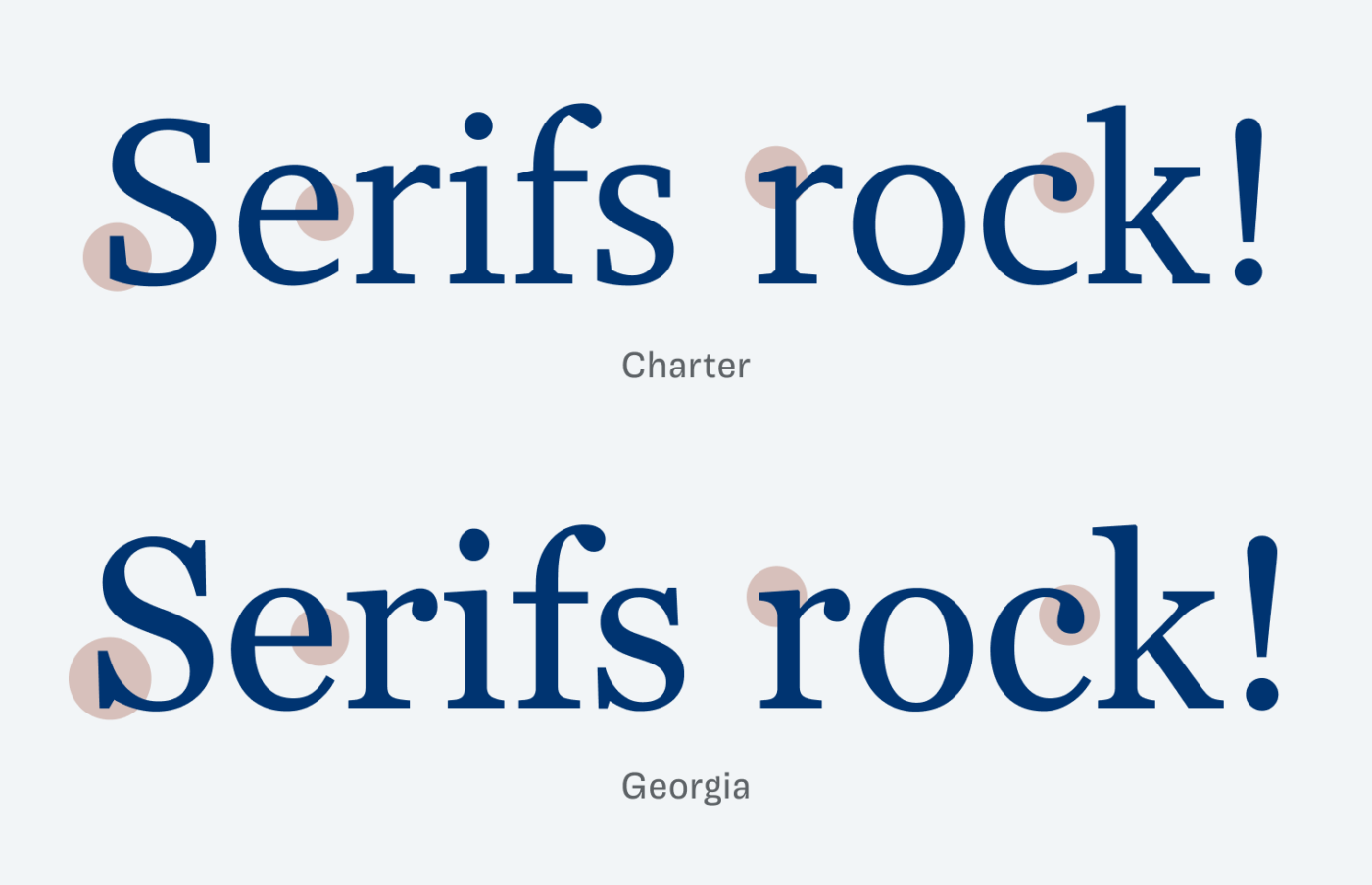 Comparing the serifs of Charter and Georgia.