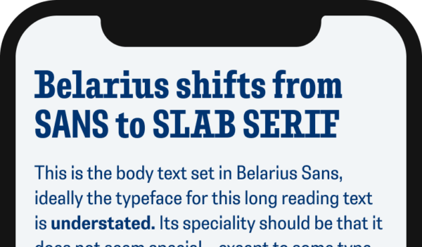 Belarius shifts from sans to slab serif