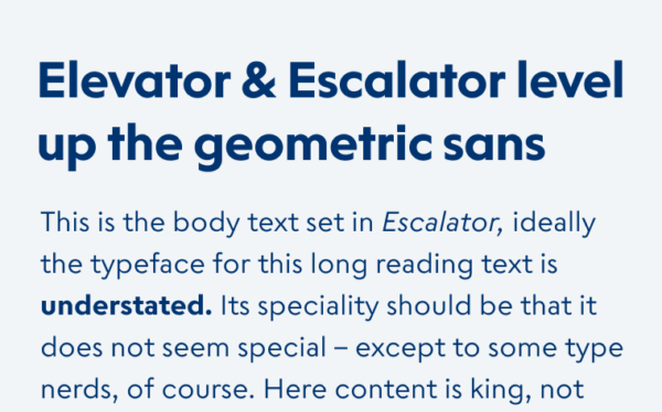 Elevator & Escalator level up the geometric sans