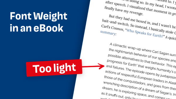 Font weight in an eBook – too light