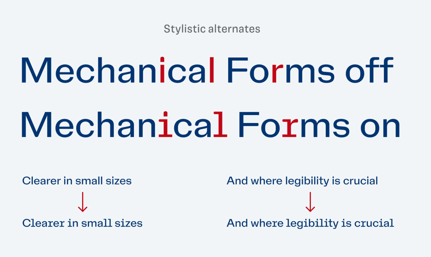 Stylistic alternates with mechanical forms.