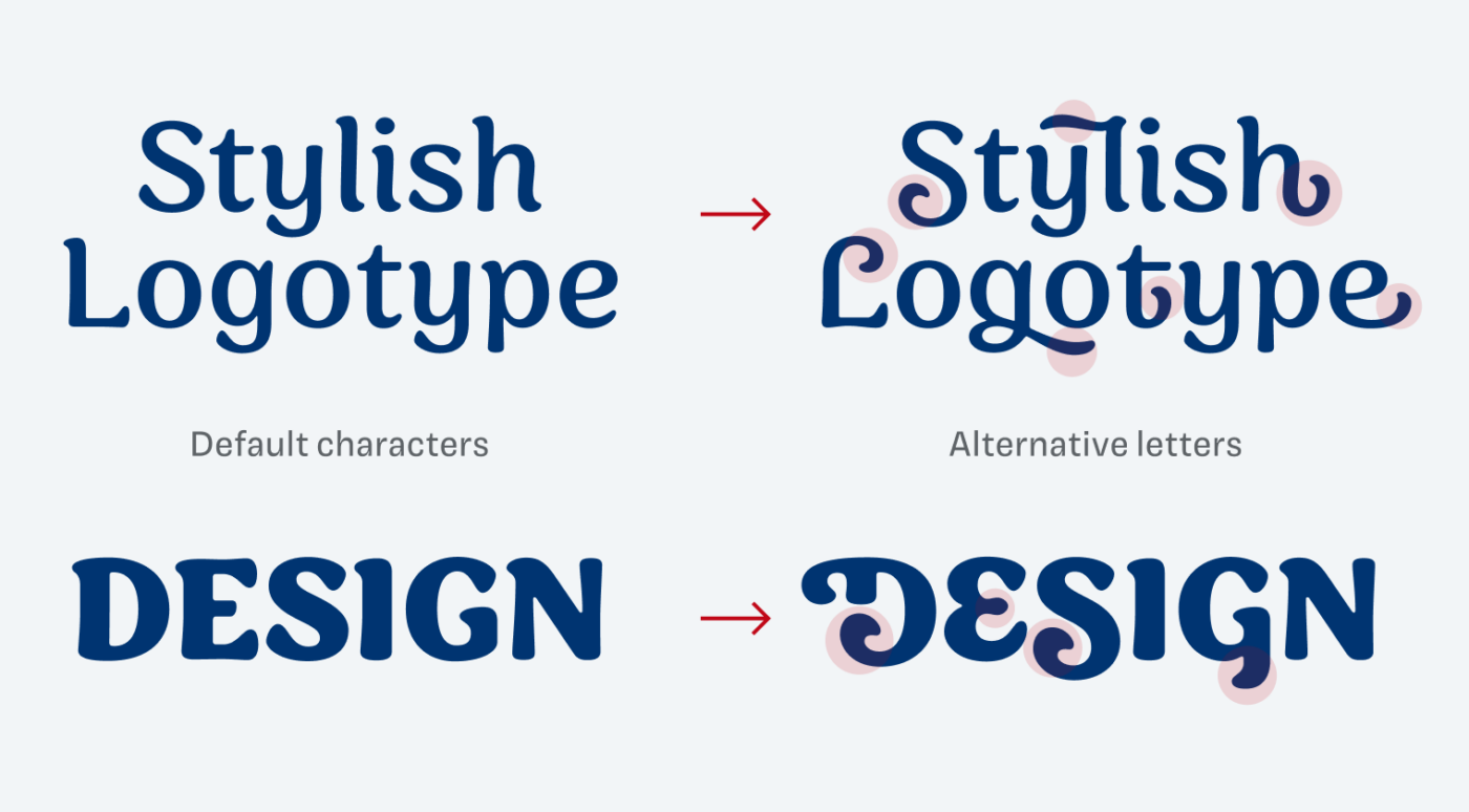 Stylish Logotype set in Default characters and with alternative letters