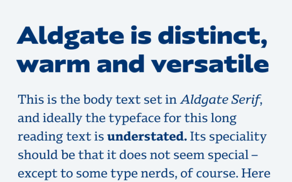 Aldgate is distinct, warm and versatile