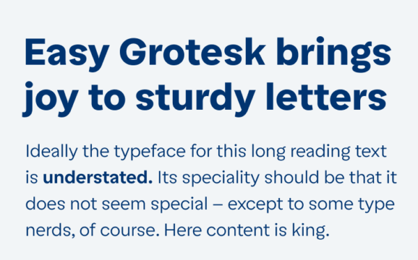 Easy Grotesk brings joy to sturdy letters