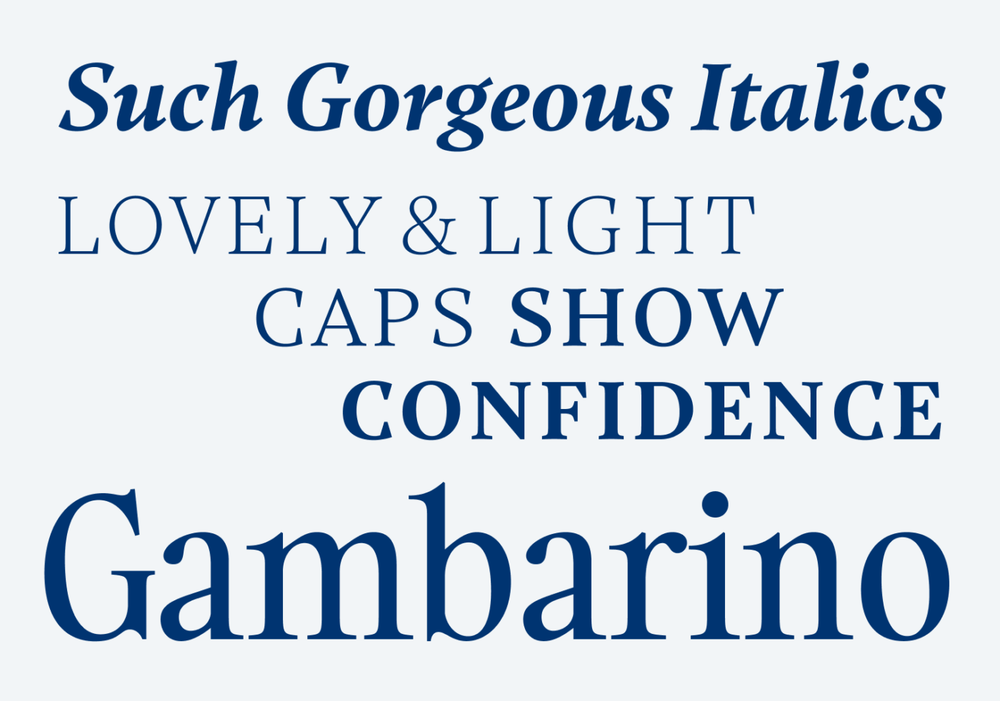 Such Gorgeous Italics Lovely & Light Caps show confidence Gambarino