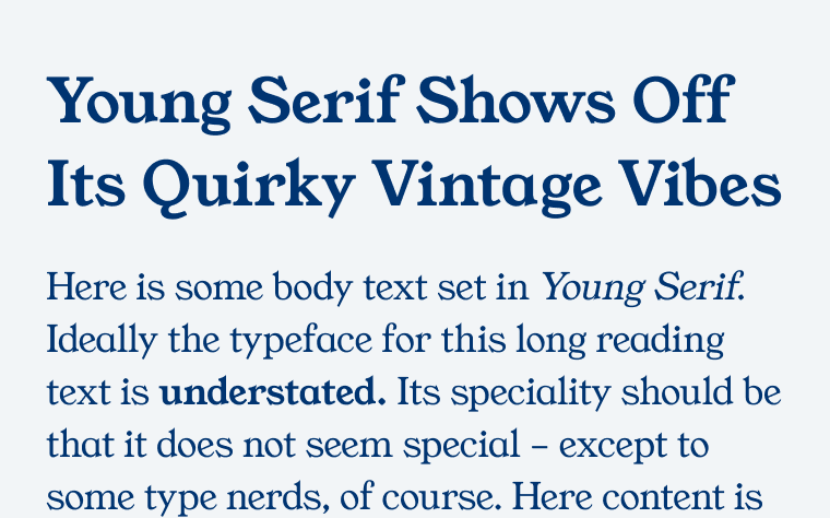 Young serif Shows Off its Quirky Vintage Vibes