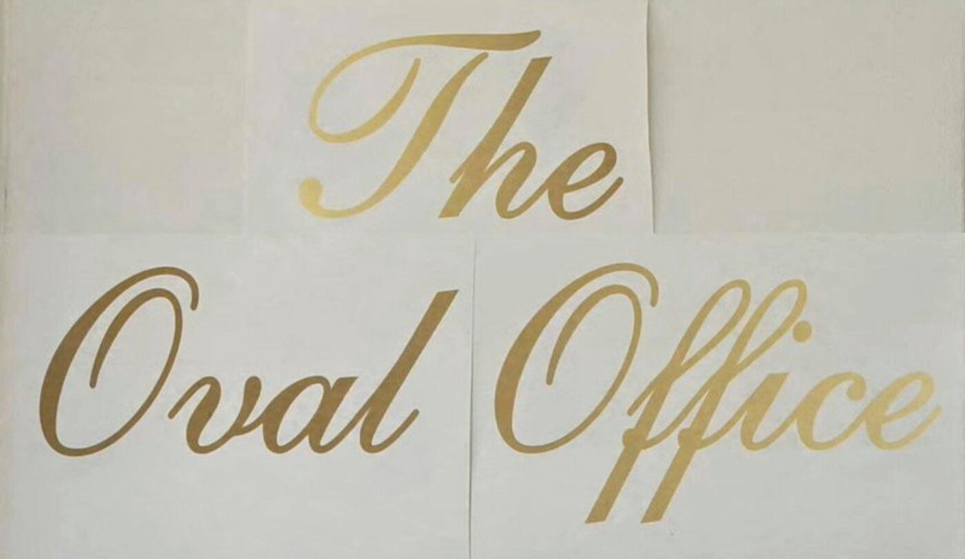 Close up of the Oval Office paper sign